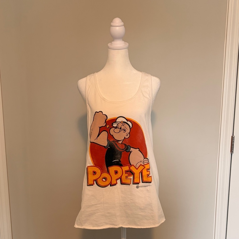 Vintage White Popeye Graphic Tank Top